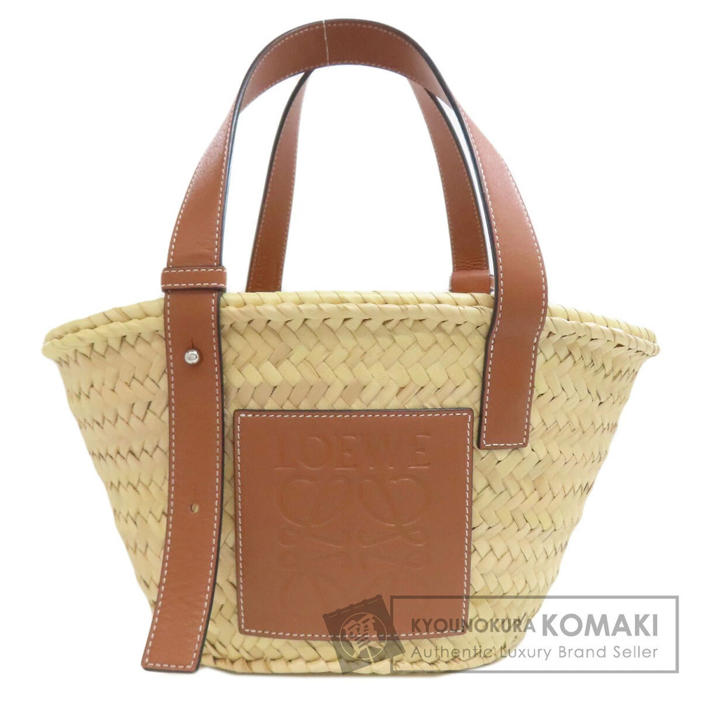 Loewe basket bag tote raffia calfskin